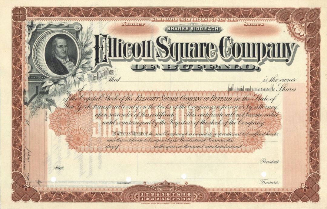 Ellicott Square Co. of Buffalo - Stock Certificate - General Stocks