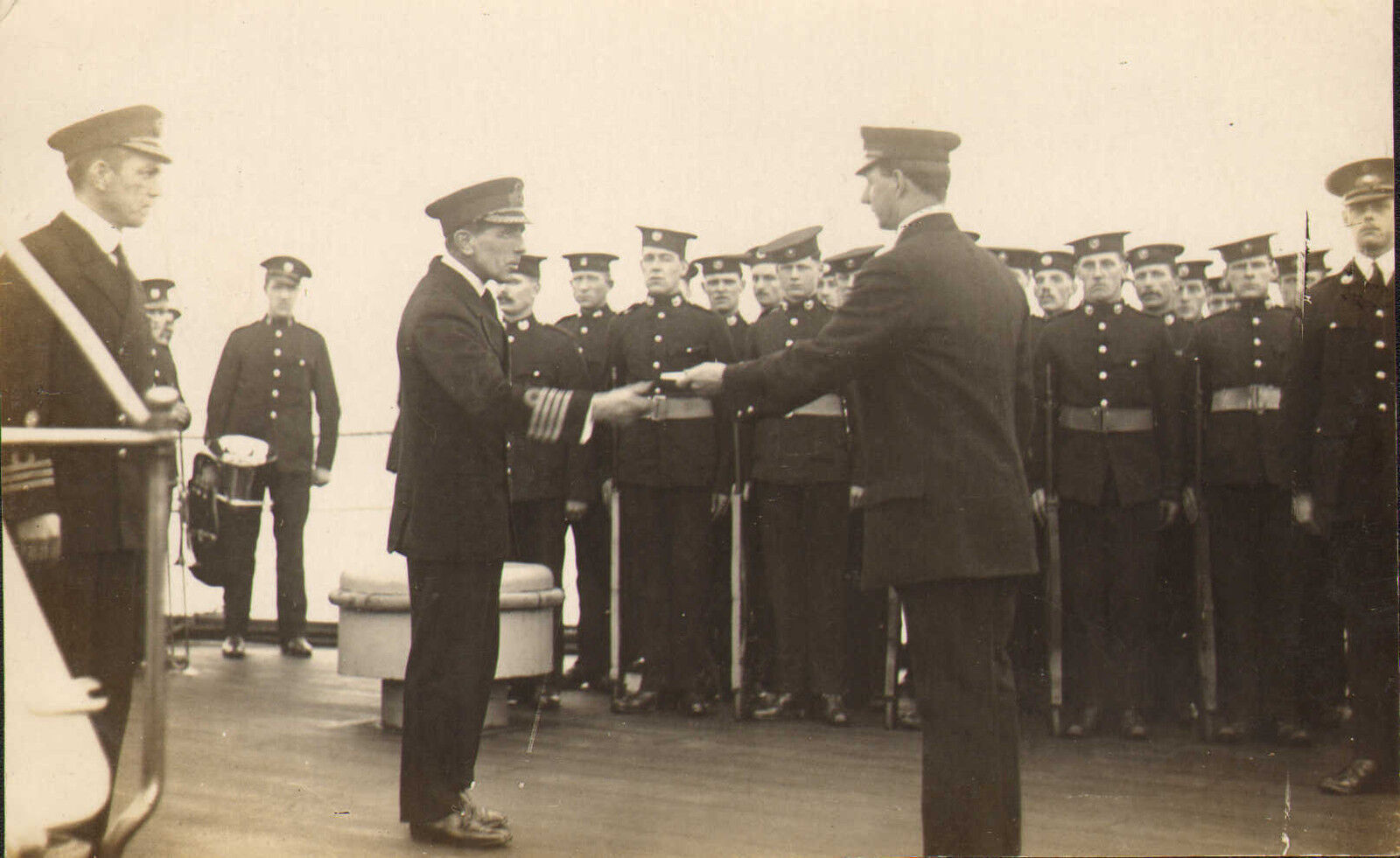 1918 original photo-  admiral roebuck on board king george v with the captain