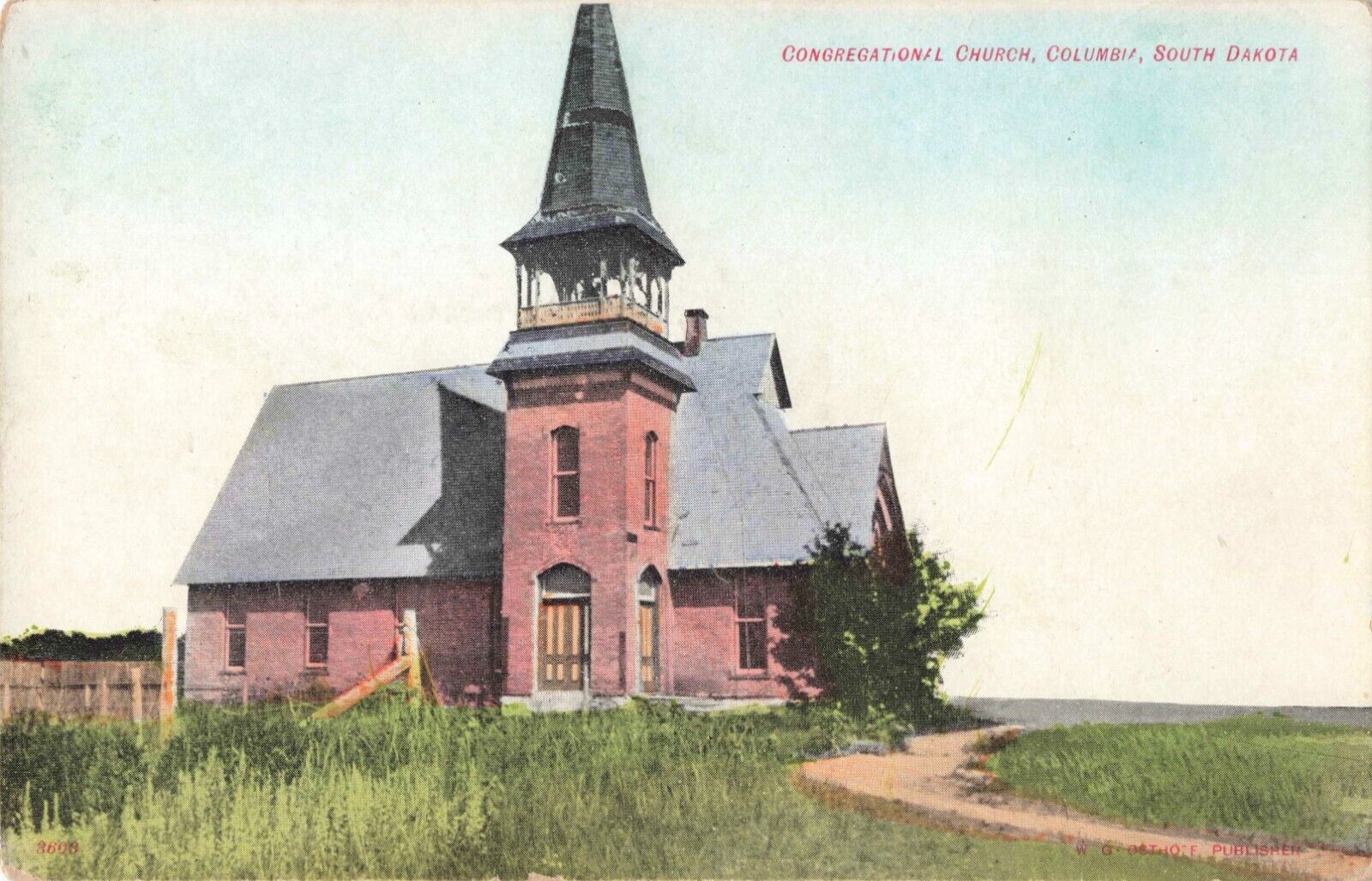 Congregational Church Columbia South Dakota SD c1910 Postcard