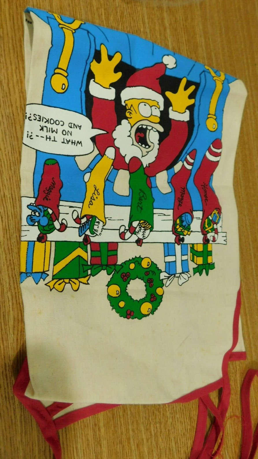 Vintage The Simpsons Santa Homer Gourmet Holiday Apron Christmas Fireplace