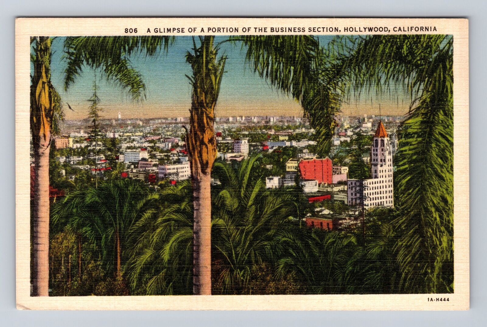 Hollywood CA-California, A Glimpse Of Business Section Antique Vintage Postcard