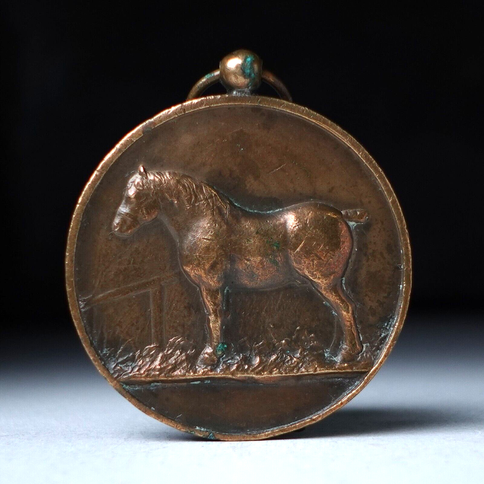 Large Antique Bronze Draft Horse Prize Medallion Waereghem Belgium 1936 Award