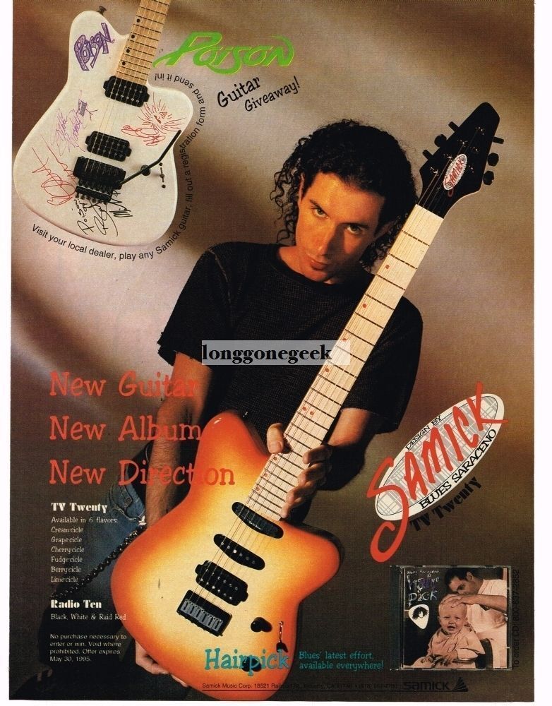 1995 SAMICK TV Twenty Electric Guitar BLUES SARACENO Vintage Print Ad 