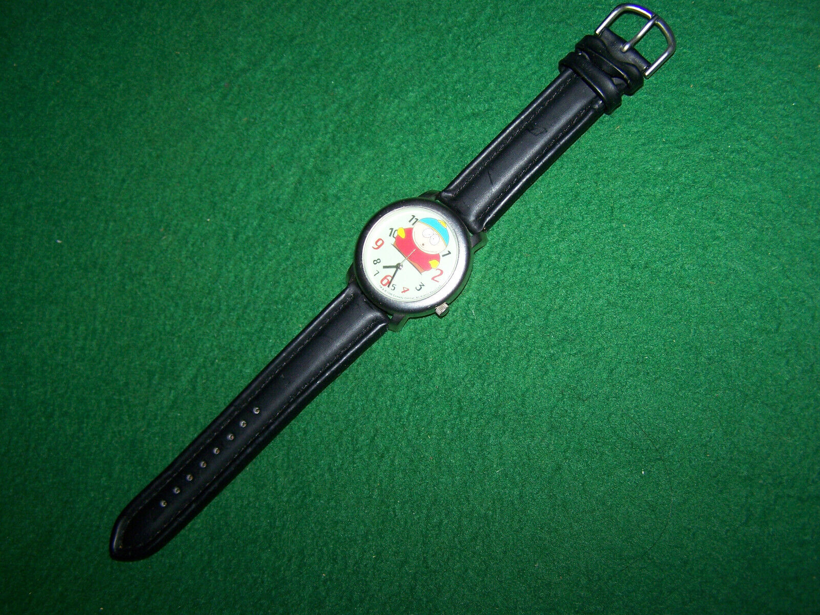 Vintage 1998 South Park Cartman Wristwatch, leather band, NOS