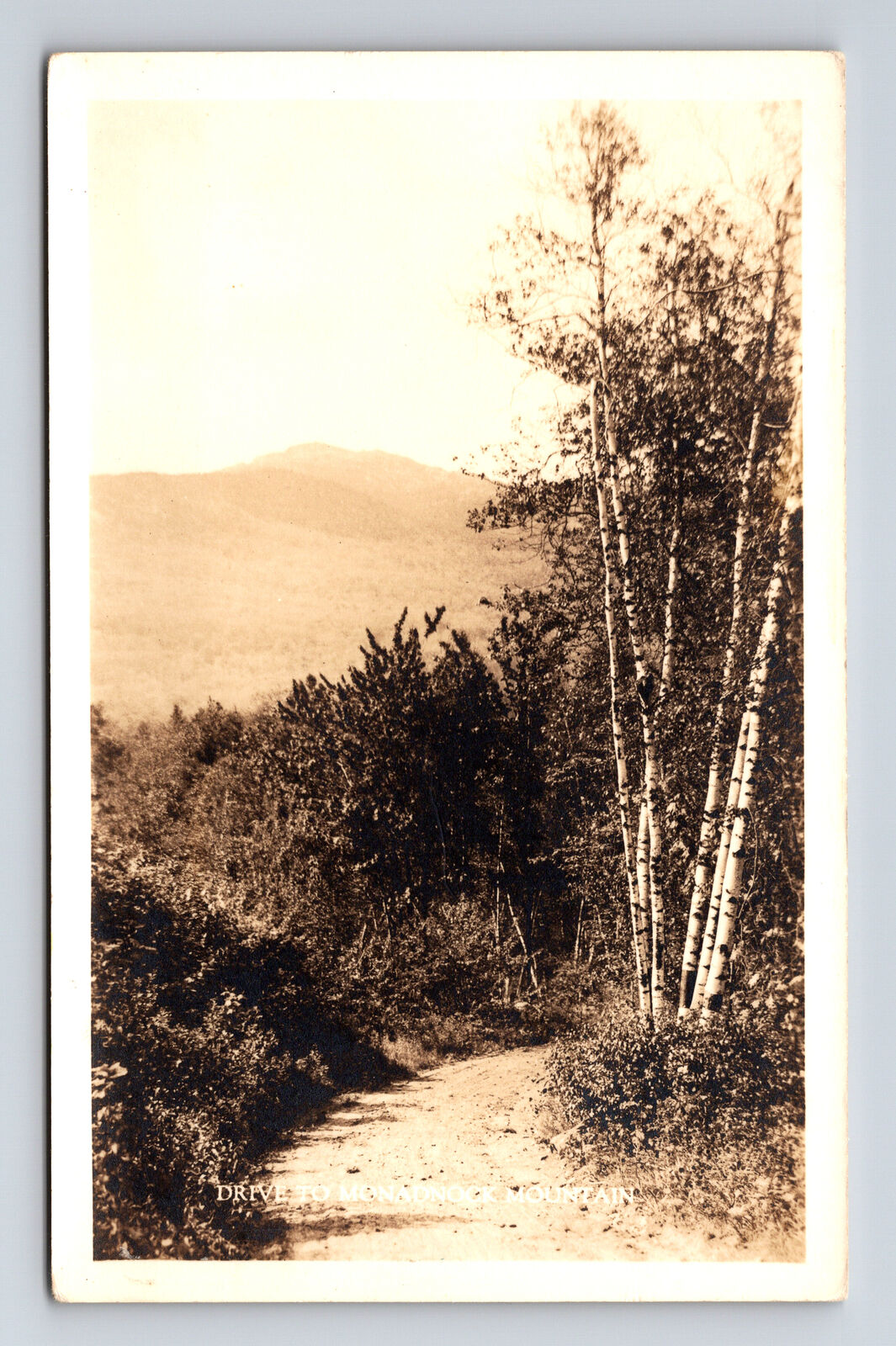 RPPC Scenic Drive on Dirt Road to Monadnock Mountain NH Postcard