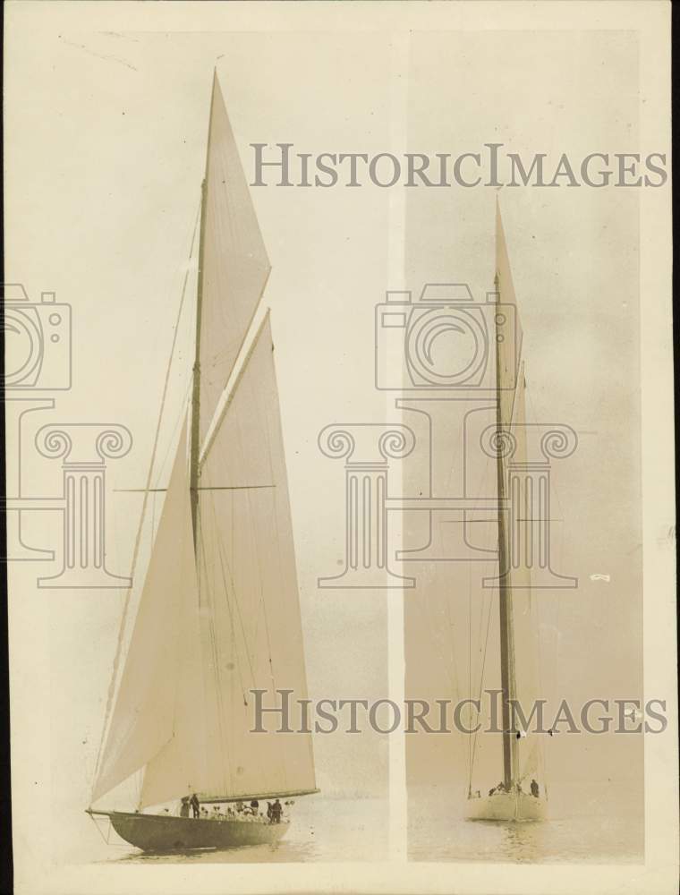1920 Press Photo Yachts Resolute and Vanitie race at American Cup at New Haven