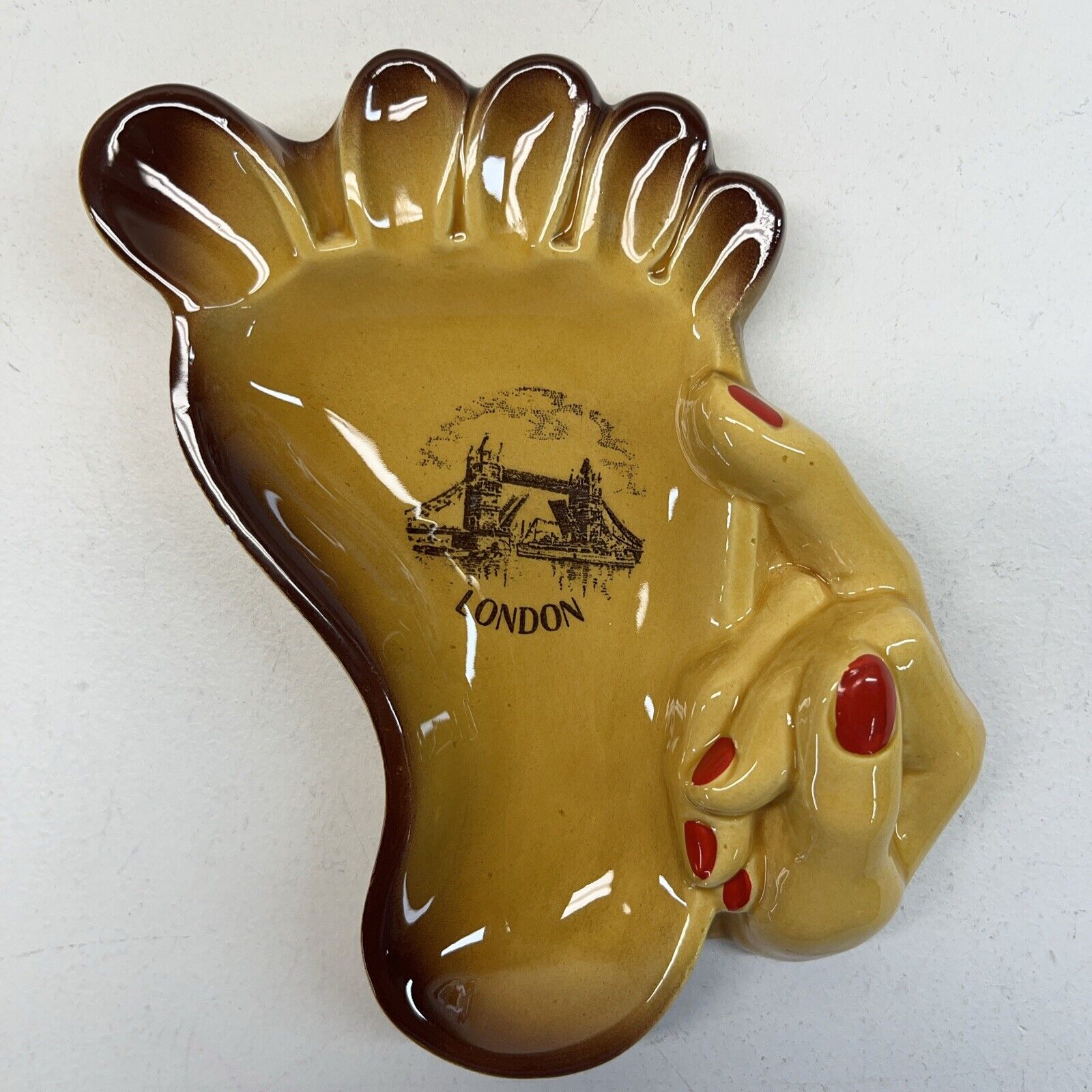 UNIQUE/ODD Vintage Ceramic Hand with Foot Trinket Dish Made in Japan