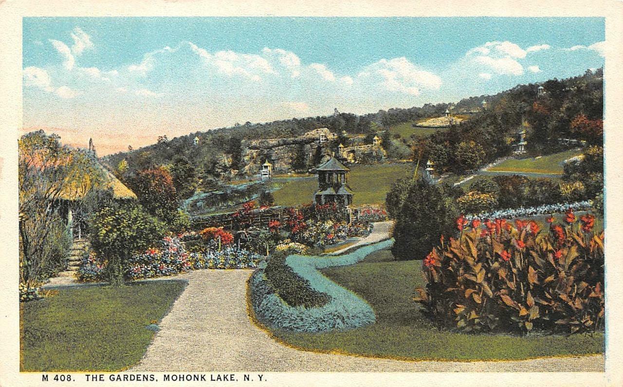 MOHONK LAKE, New York NY   THE GARDENS  Pavilion~Plants~Trees  c1920\'s Postcard