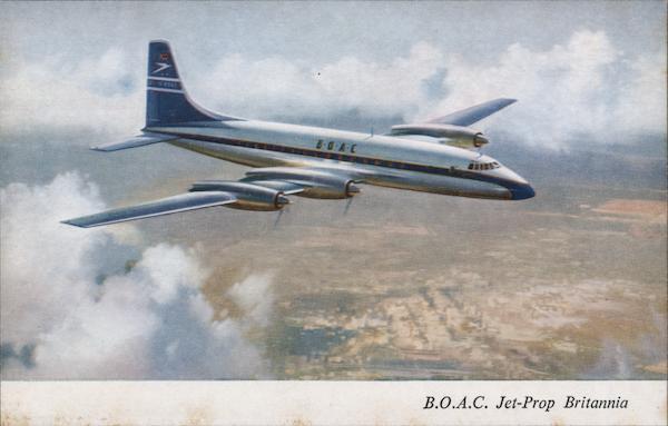 Aircraft BOAC Jet-Prop Britannia B.O.A.C. Chrome Postcard Vintage Post Card