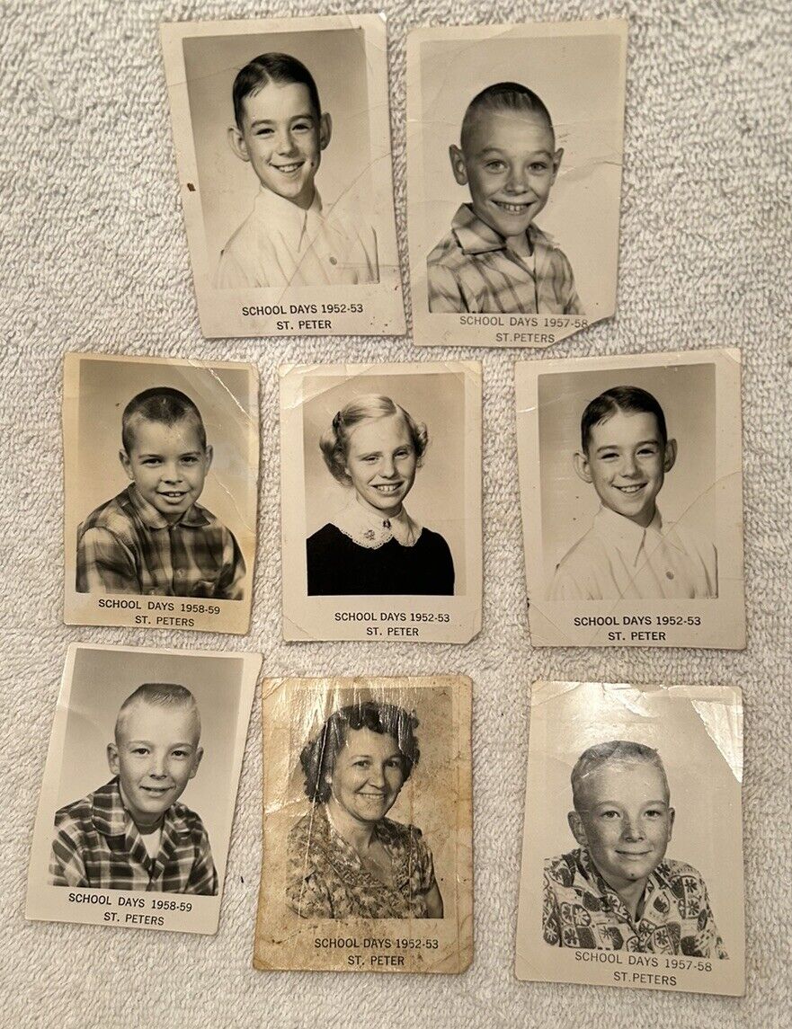 Vtg Lot Of 8 St. Peters School Photos Vincennes IN 1950s Carolyn Yochum Students