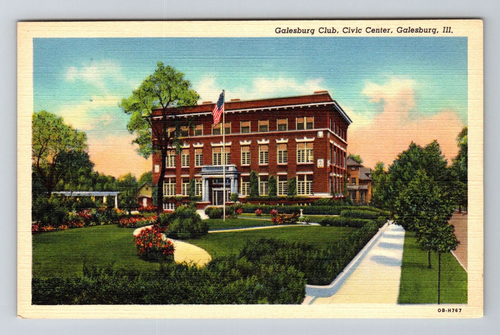 Galesburg, IL-Illinois, Galesburg Club Civic Center Antique, Vintage Postcard