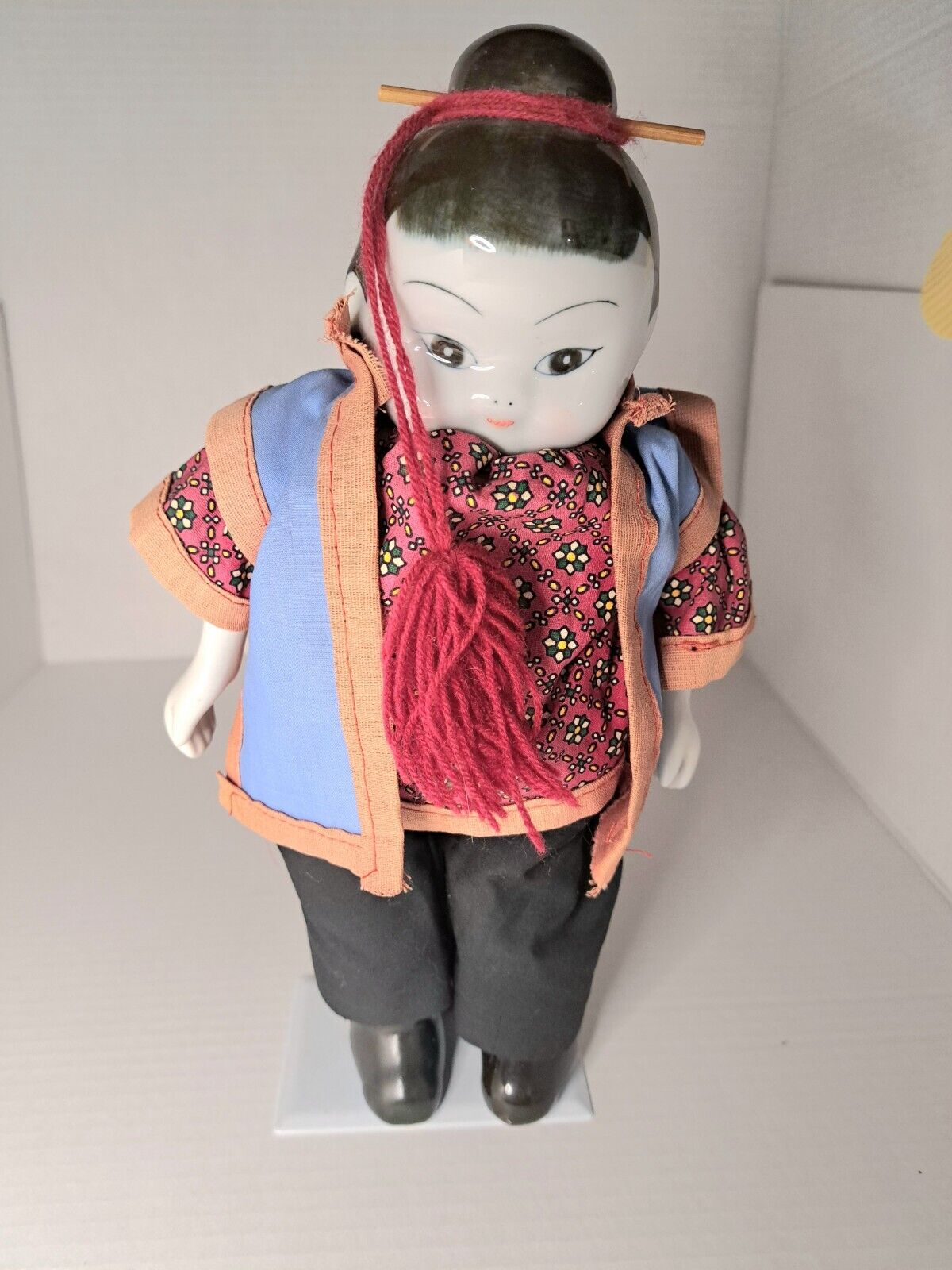 Vintage Porcelain Asian 10” Doll with Stand