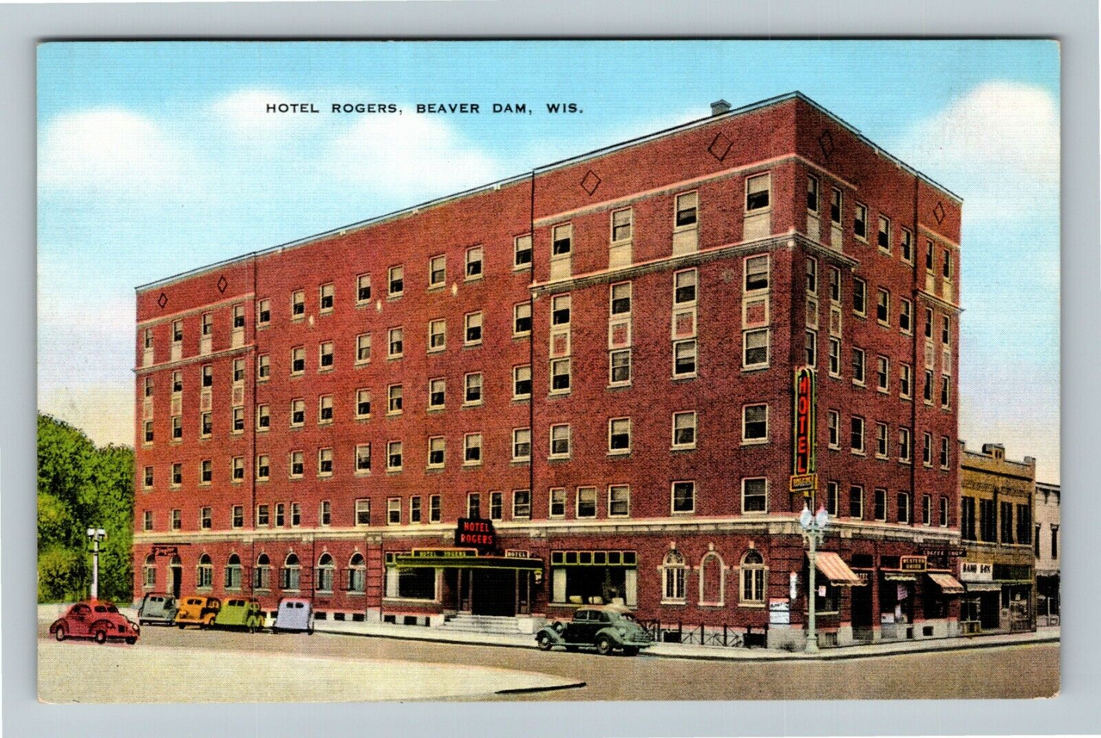 Beaver Dam WI-Wisconsin, Hotel Rogers, Exterior, Vintage Postcard