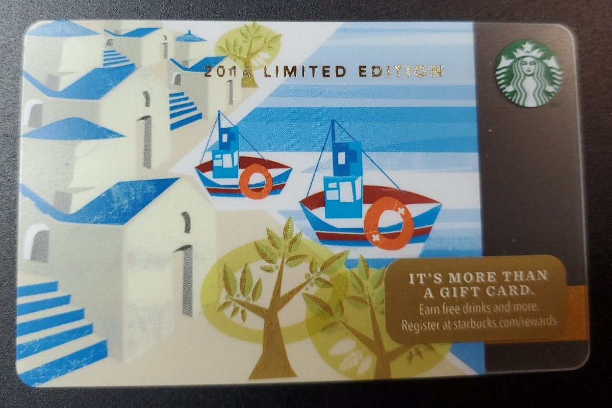 Starbucks gift card 2014 Limited Edition Greek Island Boats #6103