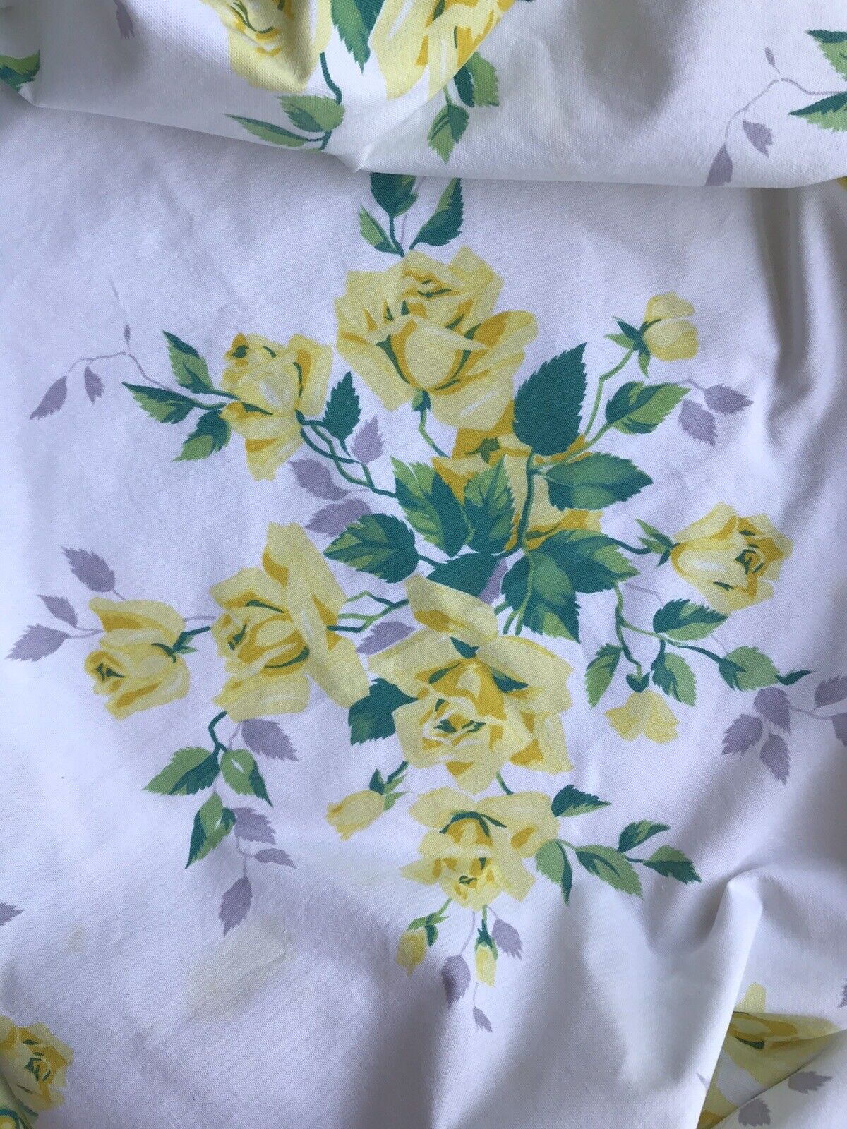 Vintage Wilendur Yellow Rose Cotton Tablecloth
