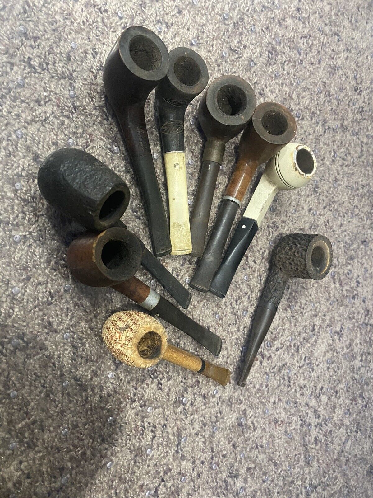Lot Of 9 Vintage Medico Cavalier Kaywoodie Whitehall Briar Wood Estate Pipes