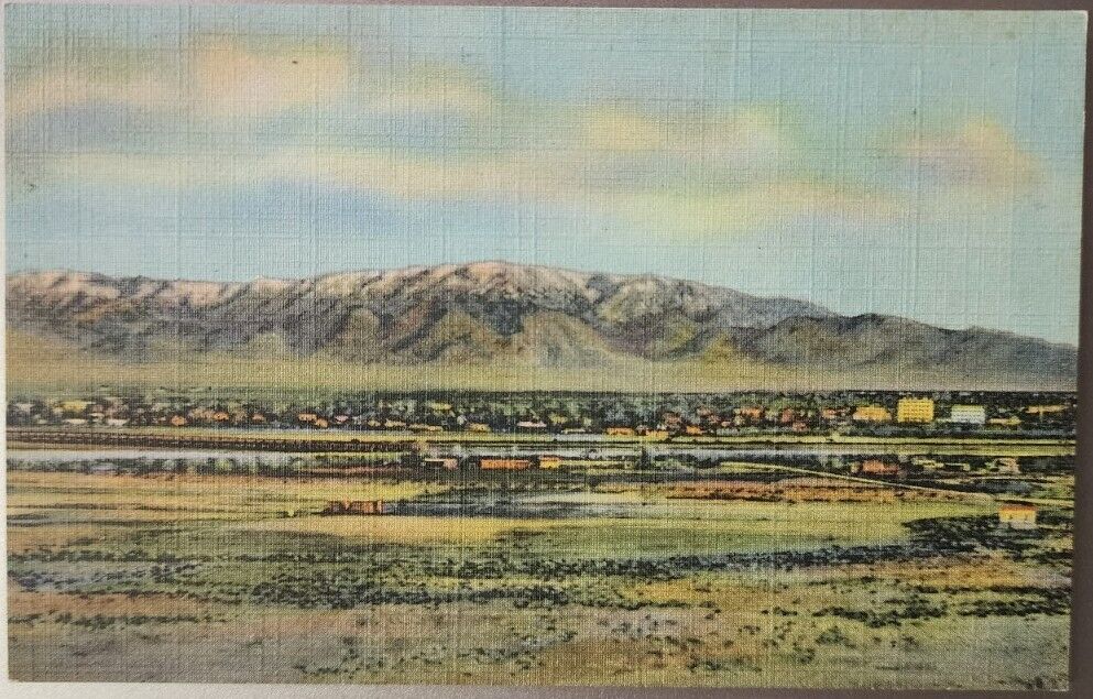 Sandia Mountains, Albuquerque, New Mexico Vintage Linen Scenic Unused