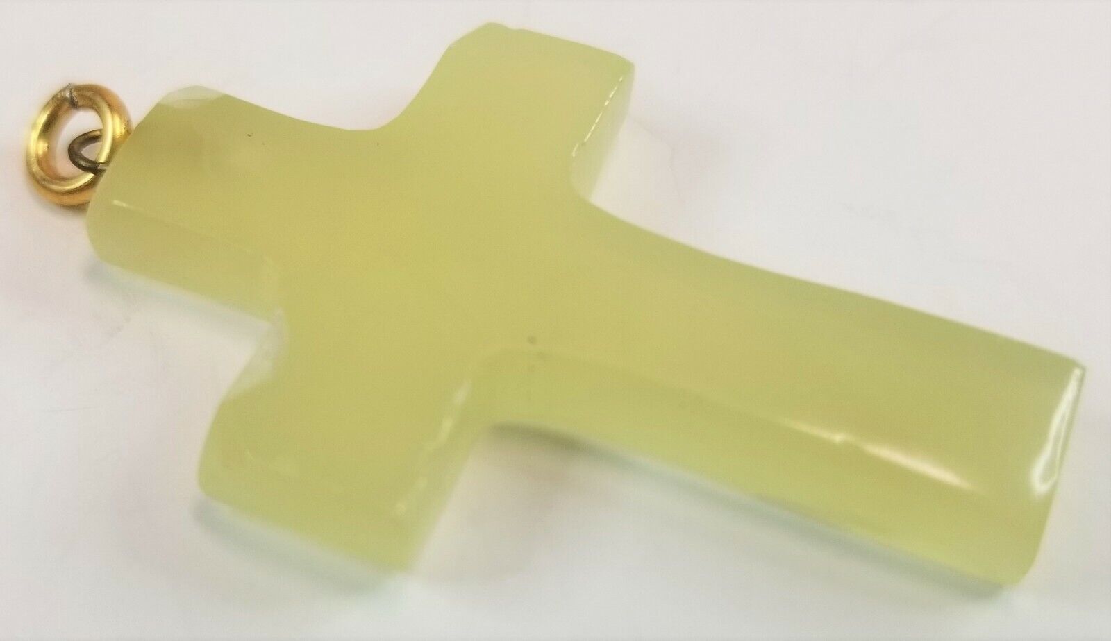 Vintage Crucifix Cross Pendant Alabaster Green MCM 1-1/2\