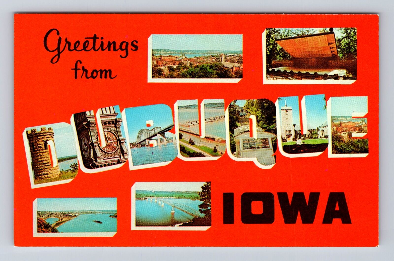 Dubuque IA-Iowa, General LARGE LETTER Greetings, Antique, Vintage Postcard