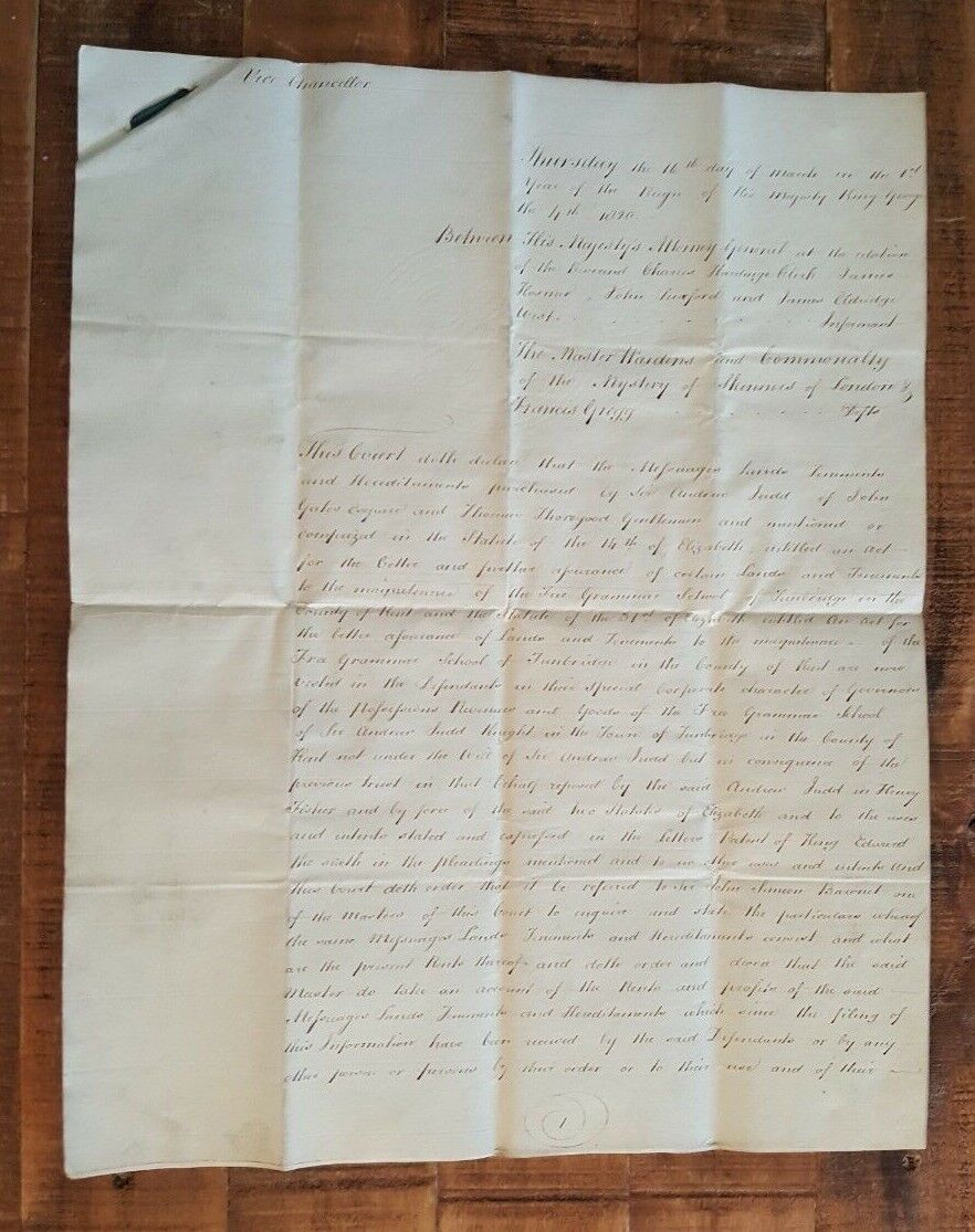 ANTIQUE English Hand Written Land Indenture(King George IV) - March 1820/Signed