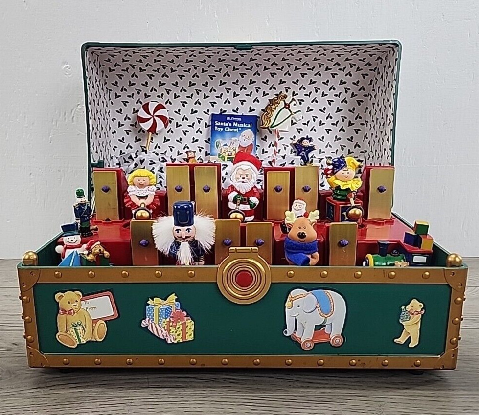 Vintage 1994 Mr Christmas Santa's Musical Animated Toy Chest - Tested & Working