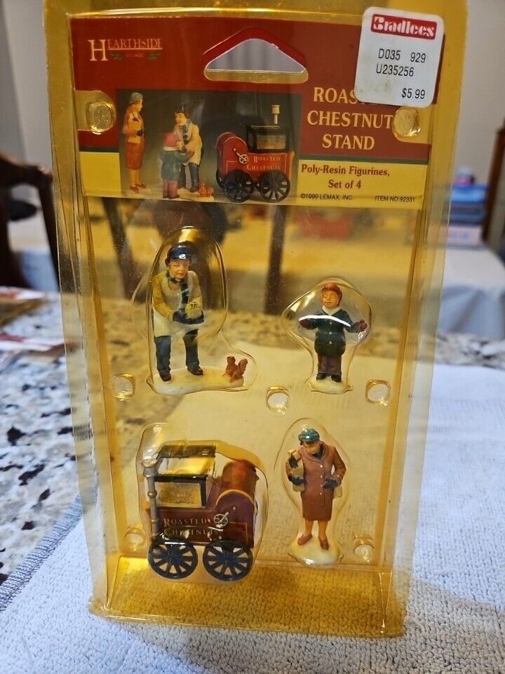 Lemax Christmas Village Roasted Chestnut Stand 4 pc New in Box Retired 1999