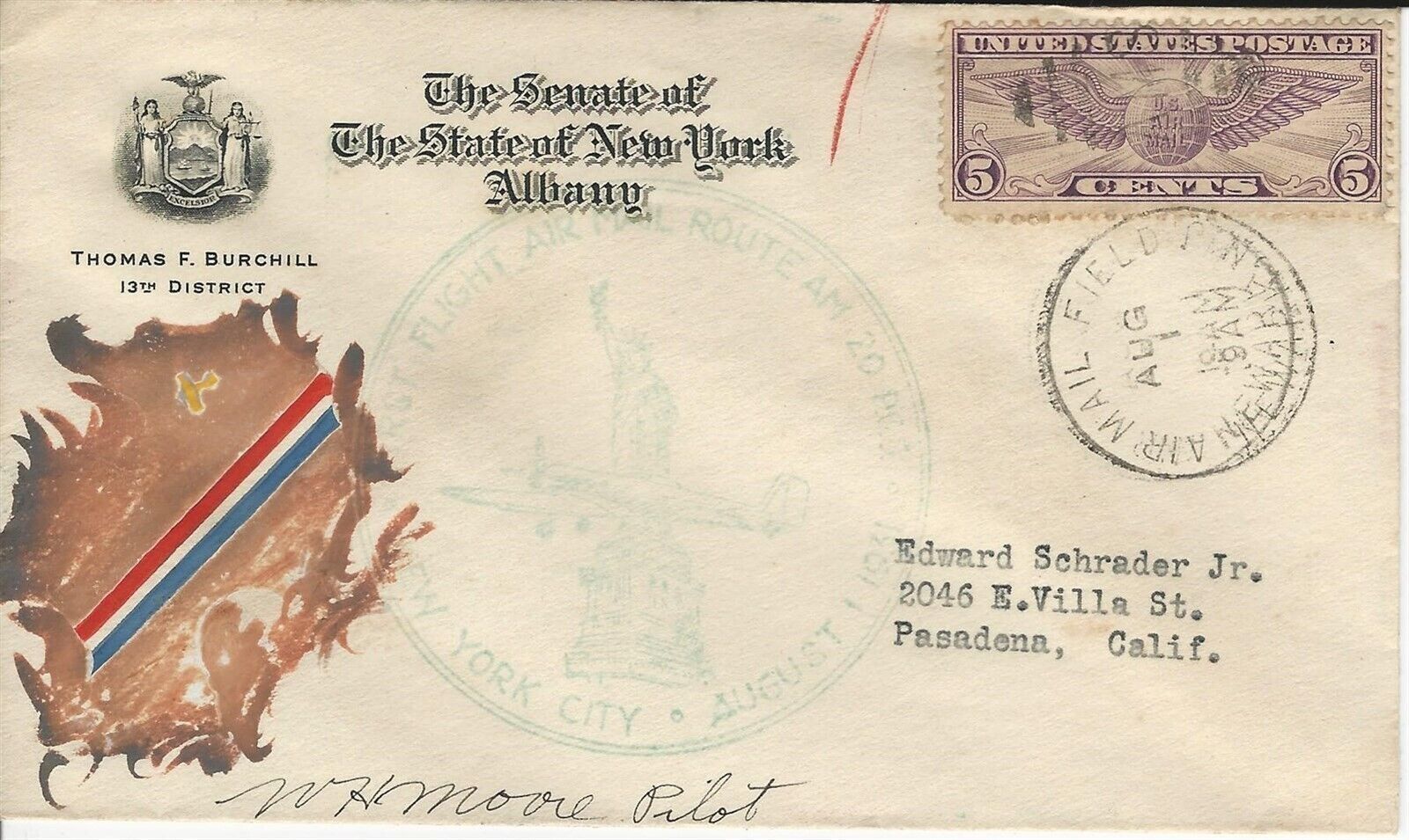 William H. Moore Early New York Airlines & Colonial Air Transport Air Mail Pilot