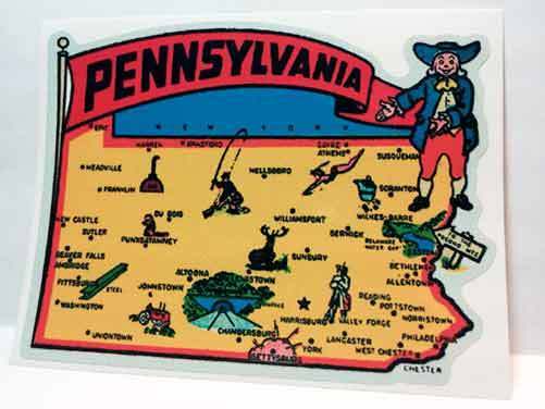 Pennsylvania Vintage Style Travel Decal / Vinyl Sticker, Luggage Label