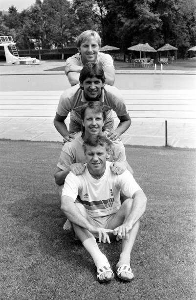 England\'s four Everton footballers pose together at the Reform- 1986 Old Photo