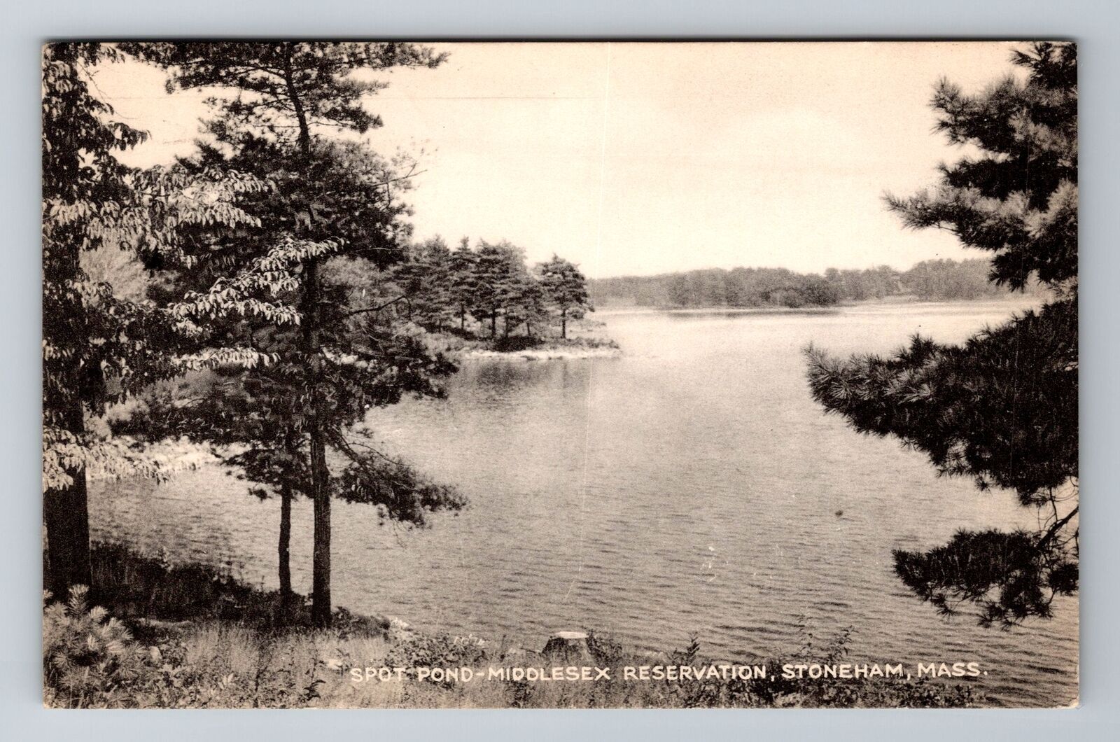 Stoneham, MA-Massachusetts, Scenic Spot Pond c1949, Vintage Souvenir Postcard