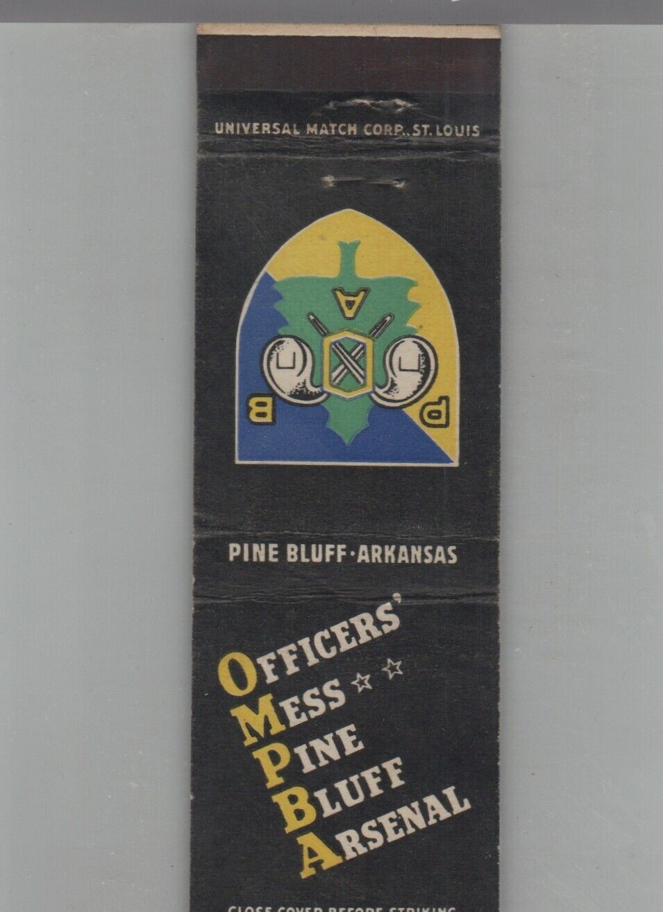 Matchbook Cover - US Army Officers\' Mess Pine Bluff Arsenal Pine Bluff, AR