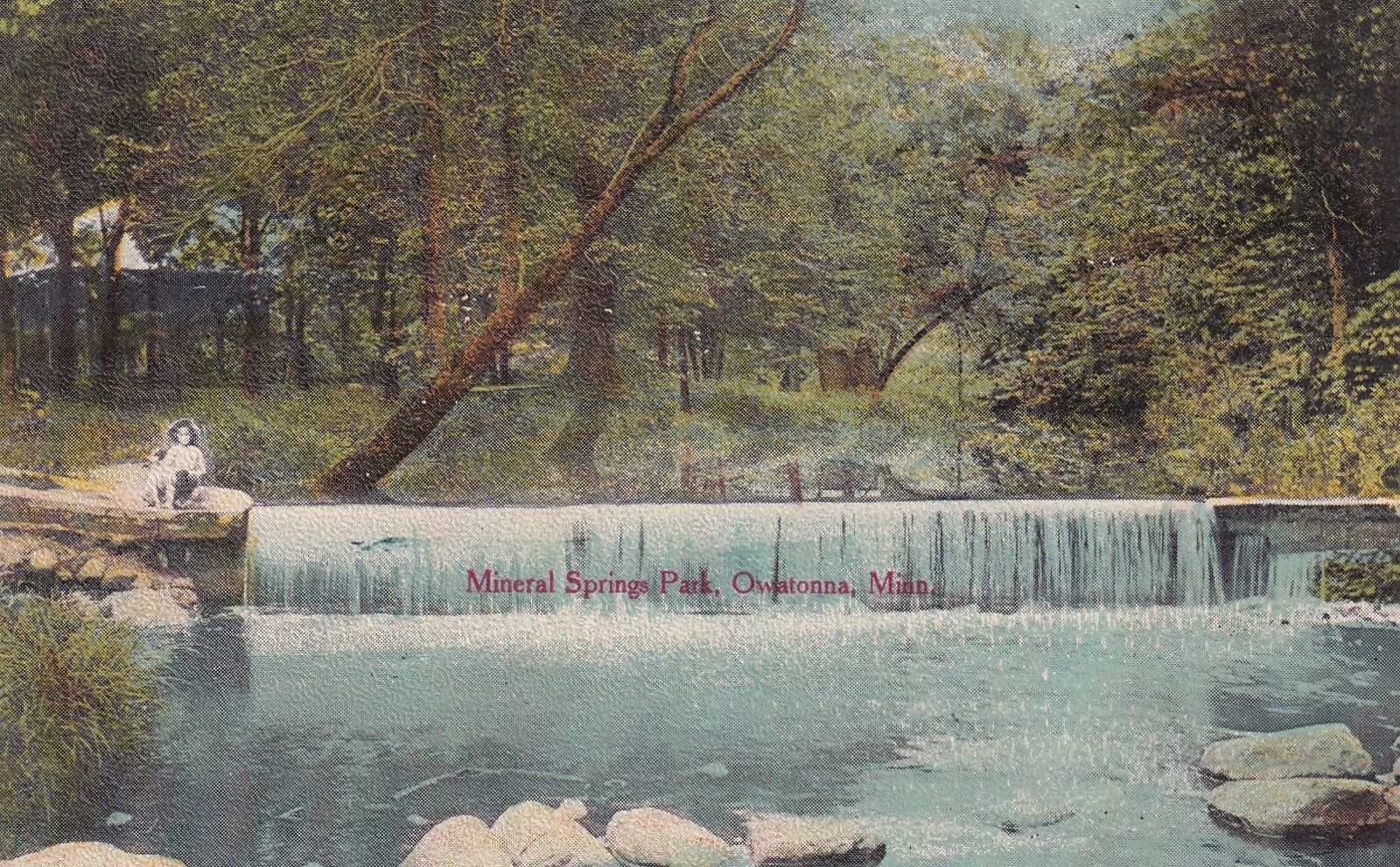 Owatonna Minnesota MN Mineral Springs Park Postcard D32