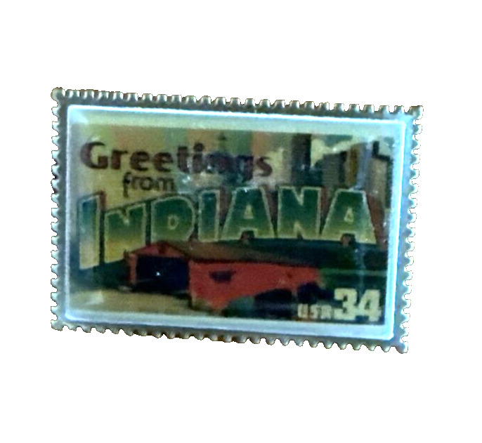 USPS Stamp Lapel Pin Greetings From Indiana State 34 cents
