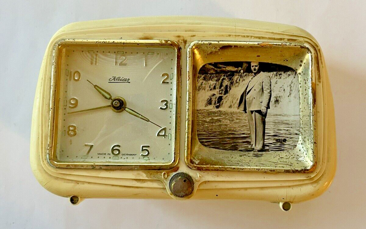 Rare Vintage Kaiser Desk Travel Clock with Music Box Alarm Germany