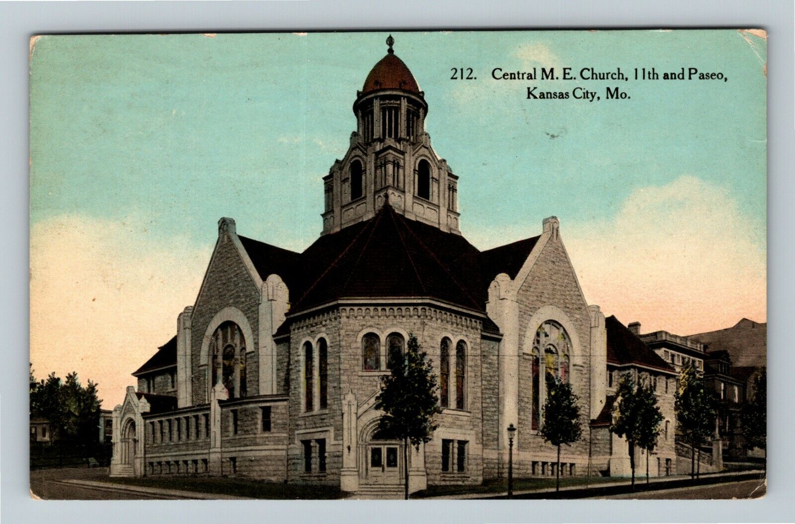 Kansas City MO-Missouri, Central M.E. Church, Religion, c1913 Vintage Postcard