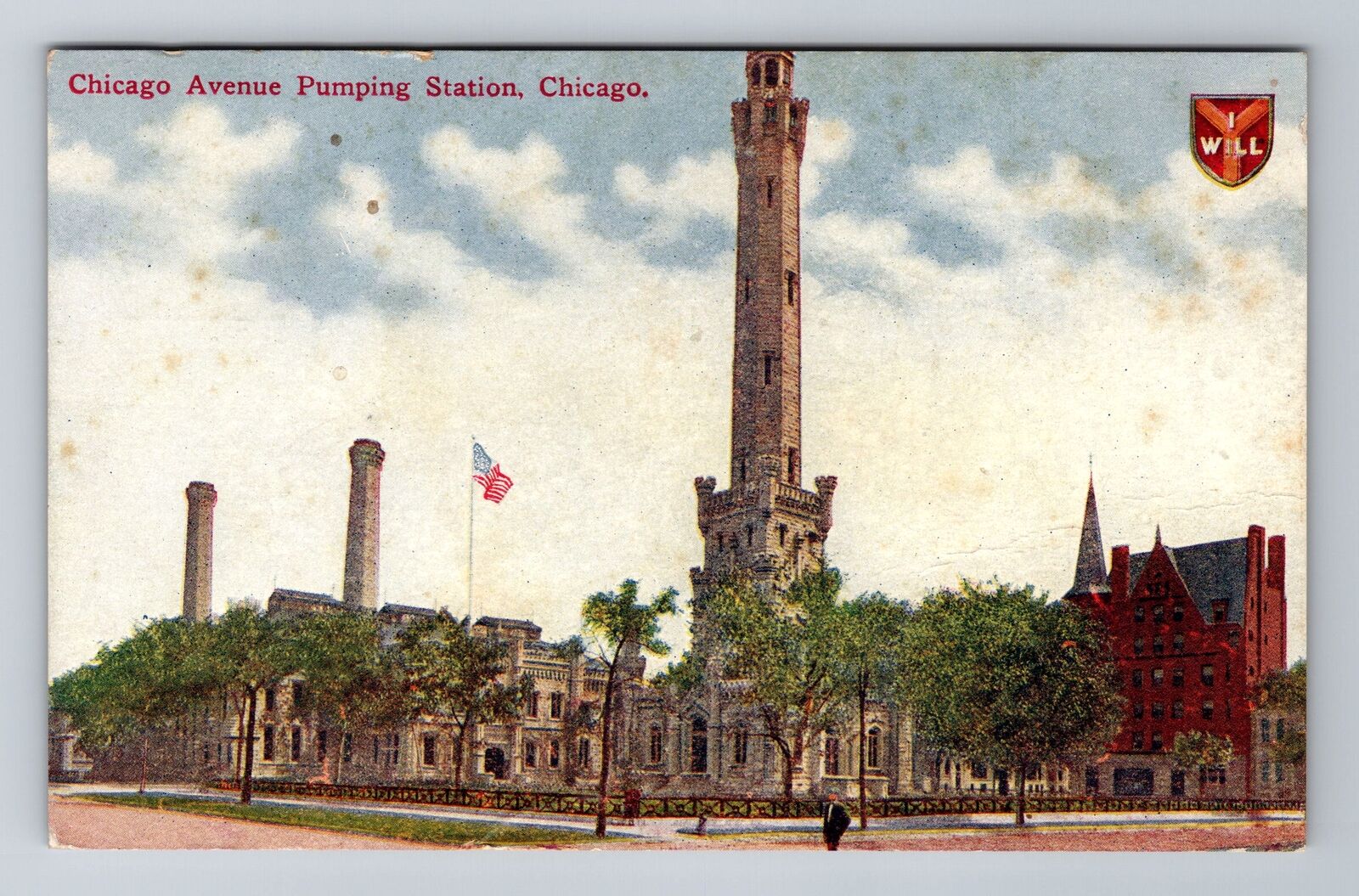 Chicago IL-Illinois, Chicago Avenue Pumping Station, Antique, Vintage Postcard