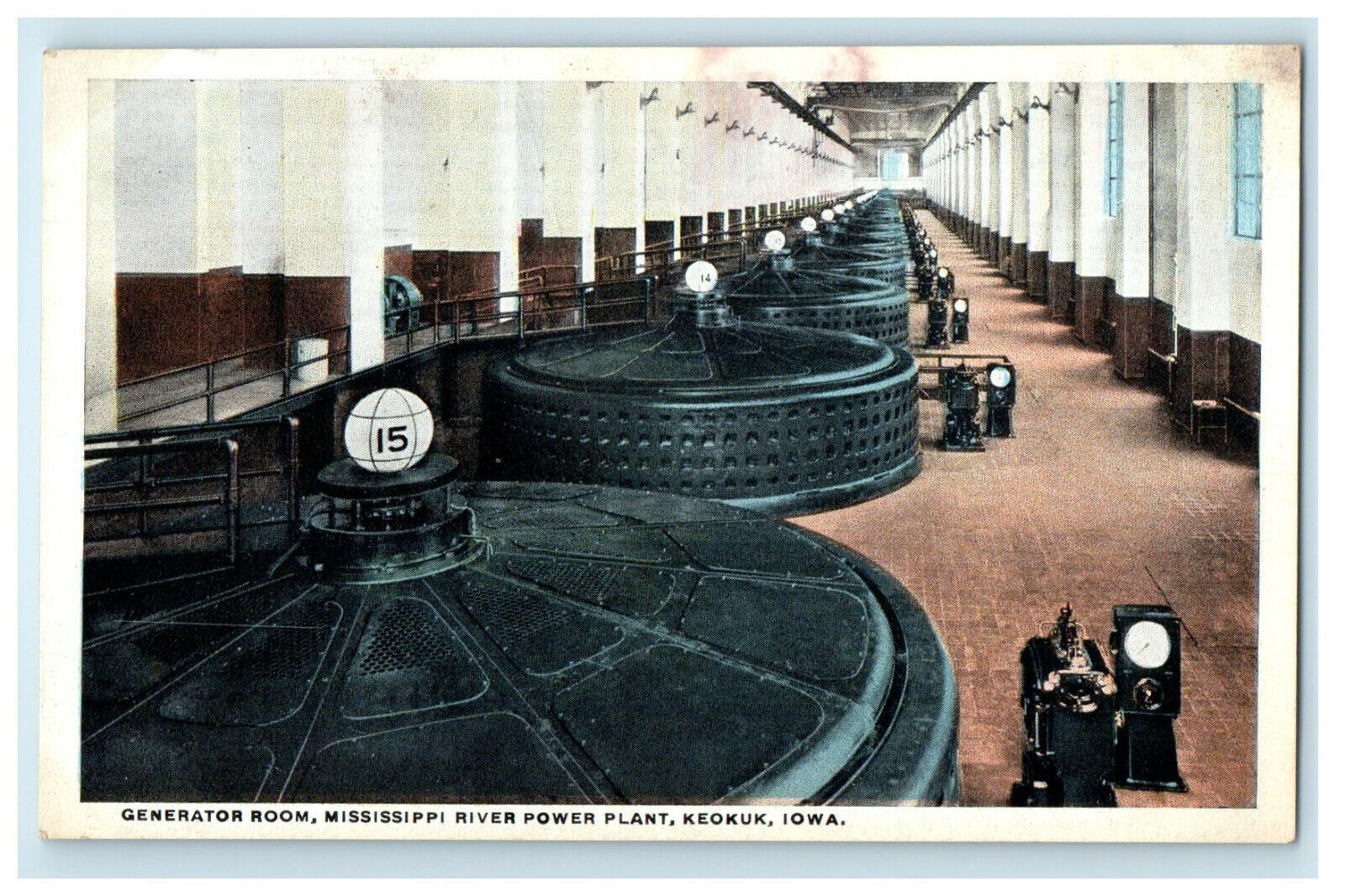 c1920s Generator Room, Mississippi River Power Plant, Keokuk Iowa IA Postcard