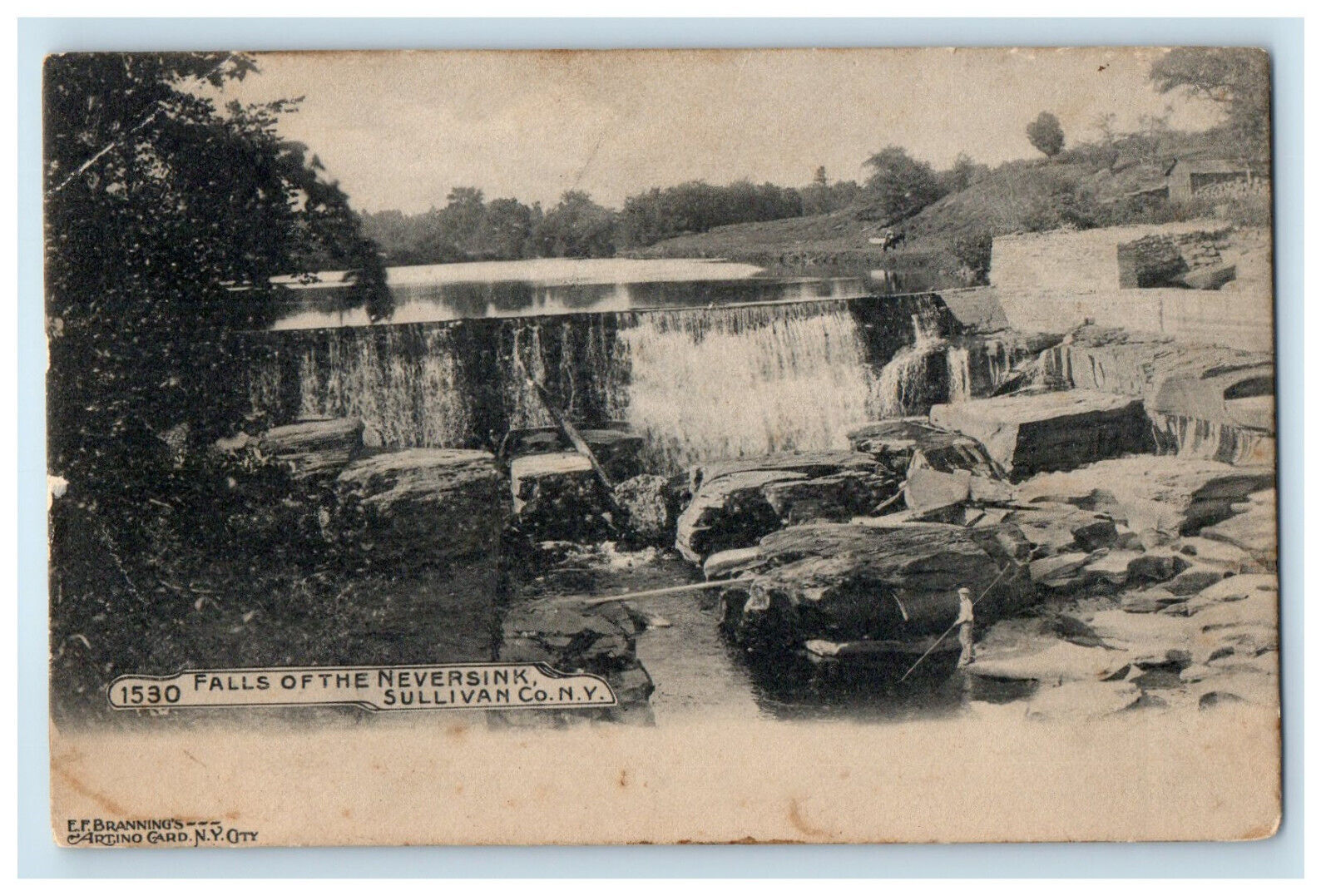 c1905 View of Neversink River, Sullivan Co. New York NY EF Brannings Postcard