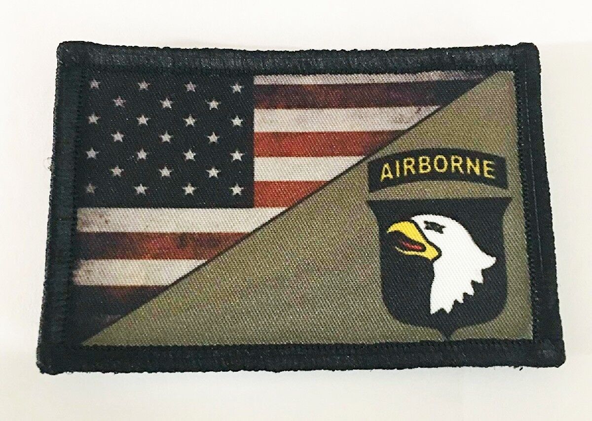 Full Color 101st Screaming Eagles Airborne USA Flag Morale Patch Tactical Army