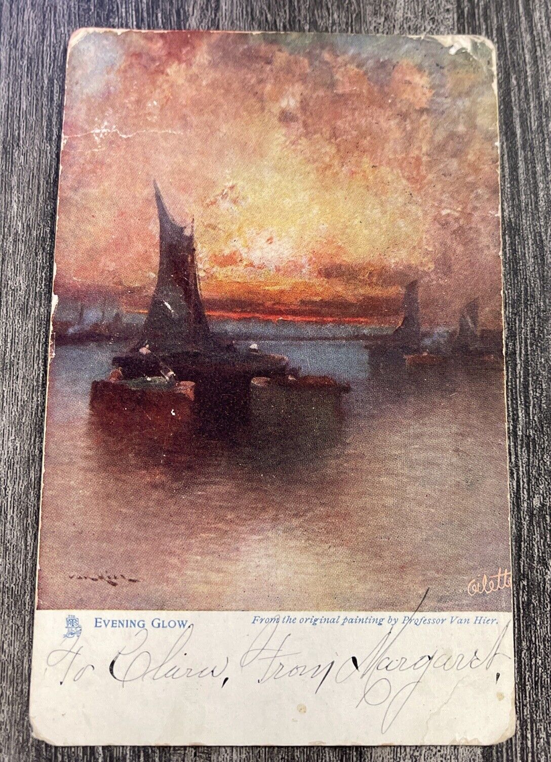 Vintage Tucks Oilette Postcard Evening Glow From Painting By Professor Van Hier 