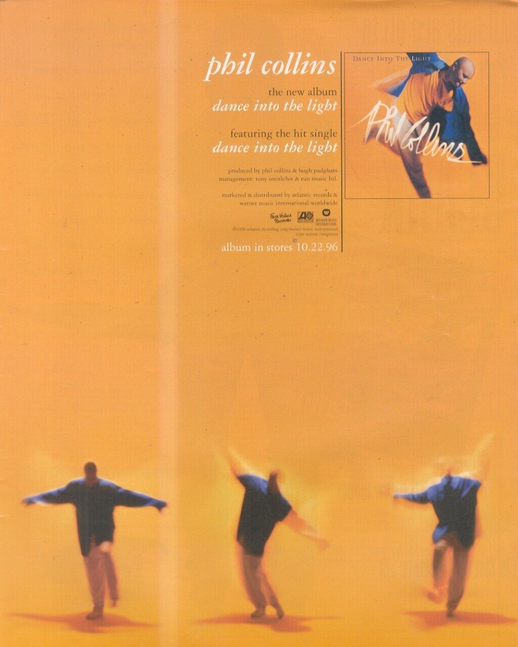 HFBK41 PICTURE/ADVERT 13X11 PHIL COLLINS : DANCE INTO THE LIGHT
