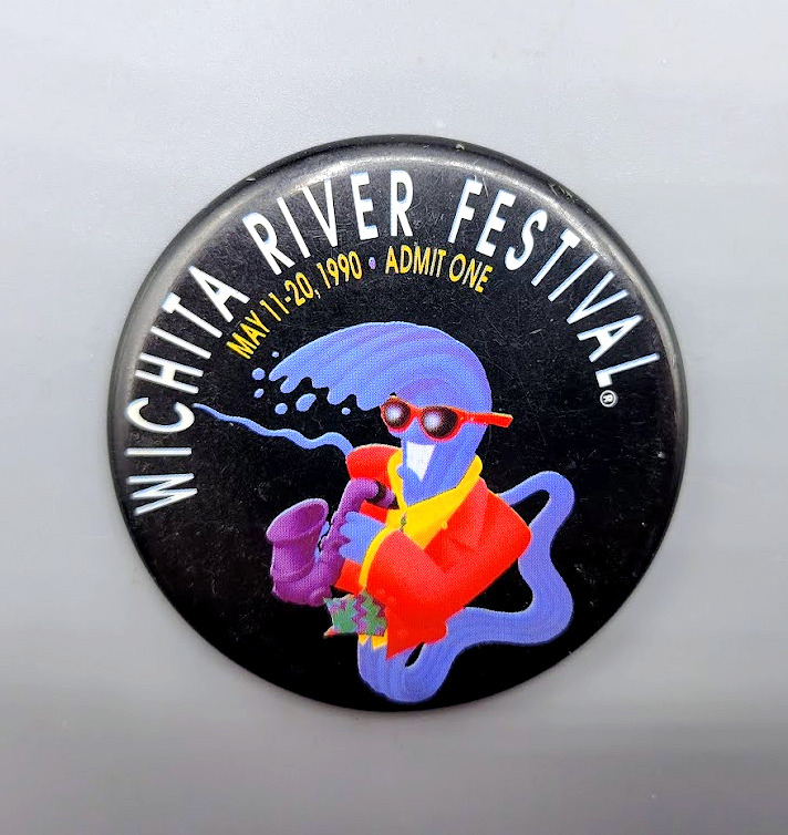 1990 KANSAS EVENT WICHITA RIVERFEST WICHITA RIVER FESTIVAL BUTTON PINBACK