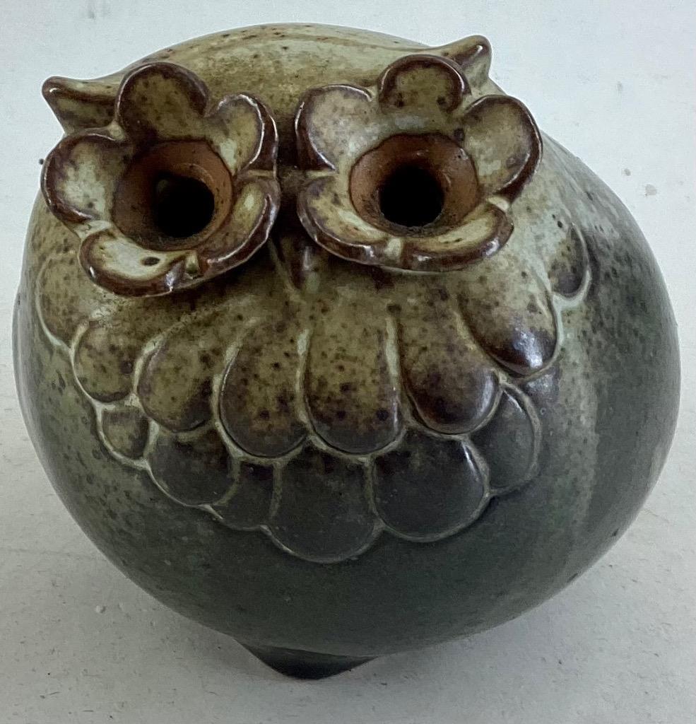 vintage 60's Glazed Pottery OWL 6pix