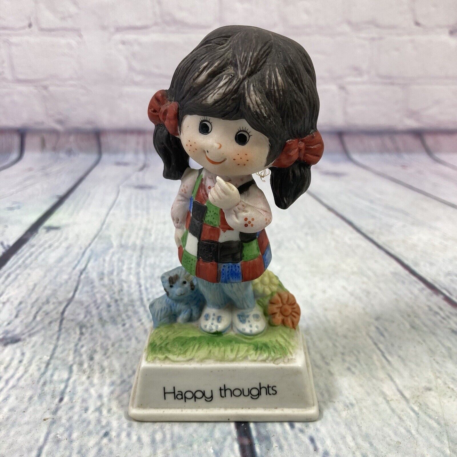 Vintage Flambro Figurine Gentle Treasures Happy Thoughts Little Girl 1978 Taiwan