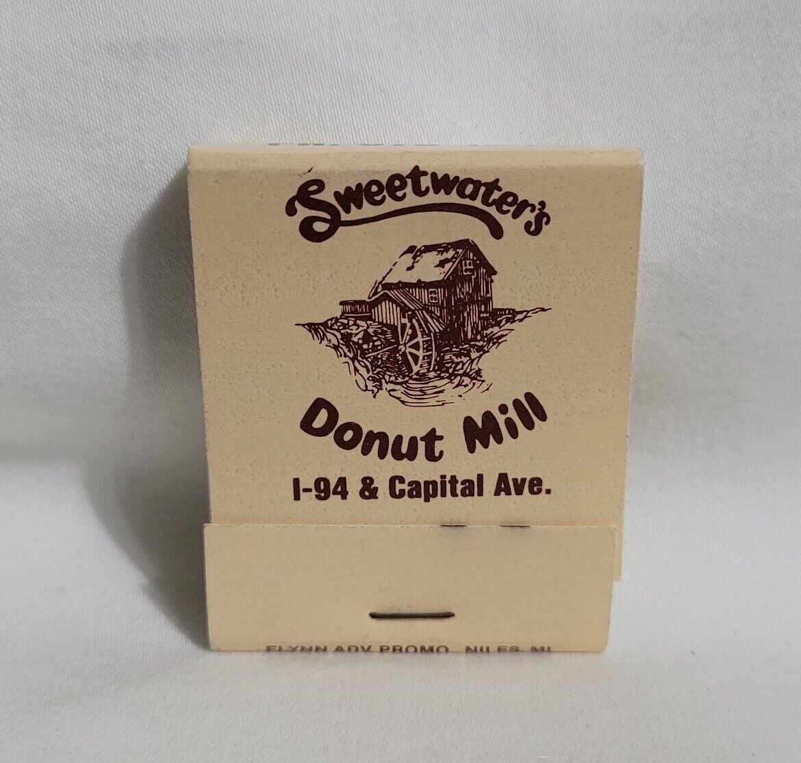 Vintage Sweetwater\'s Donut Mill Matchbook Kalamazoo Michigan Advertising Full