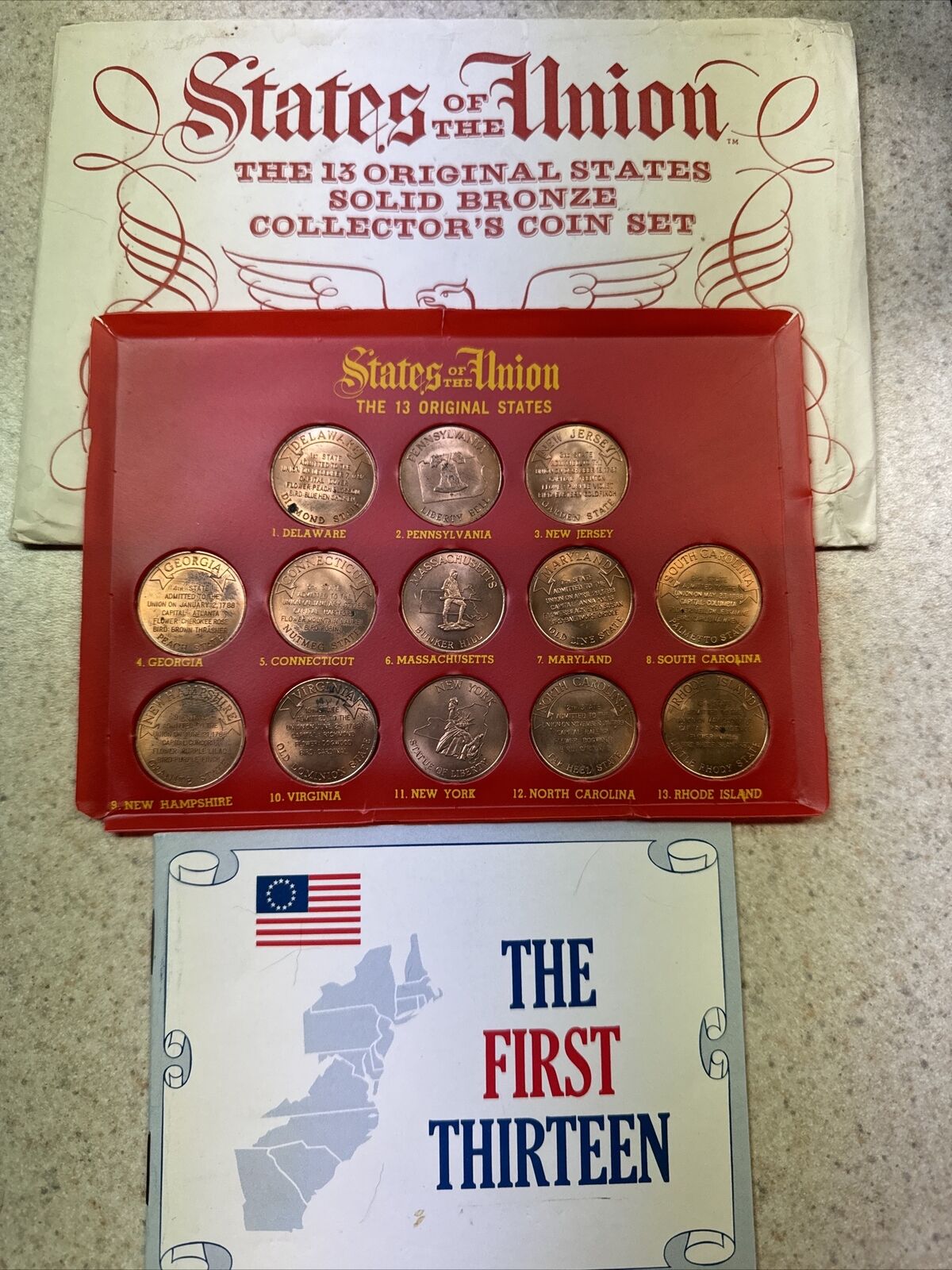 1969 Shell Oil States of the Union 13 Original States Solid Bronze Coin Set