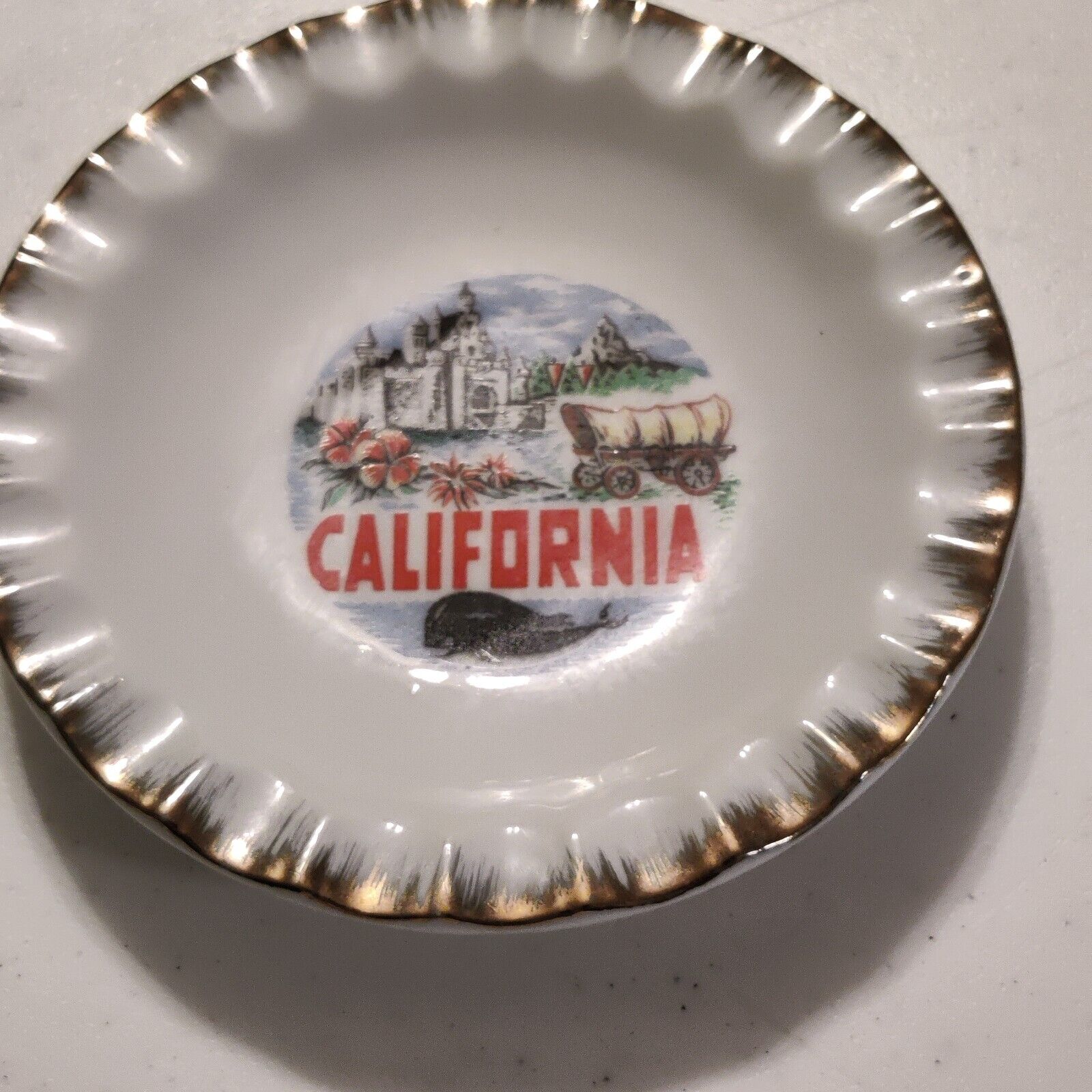 Vintage California Souvenir Small State Plate Saucer Small Decorative Collector