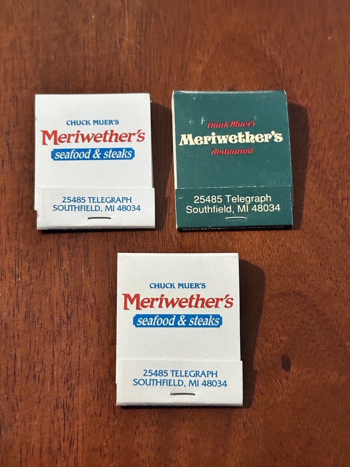 Vintage Matchbook Lot of 3 Chuck Muers Meriwethers Southfield Michigan 810 248