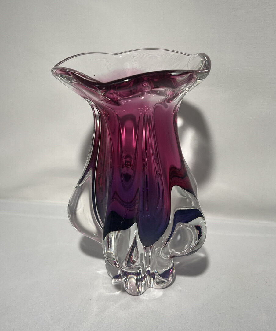 Vintage Chech Chribska Glassworks Josef Hospodka Ruffled 8.75\