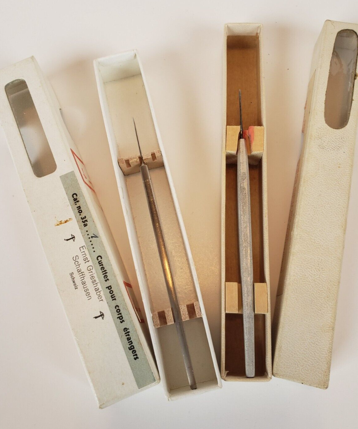 Antique Curettes Surgical Tools Steel Vintage Lot of 2 Schwalz Grieshaber Optica